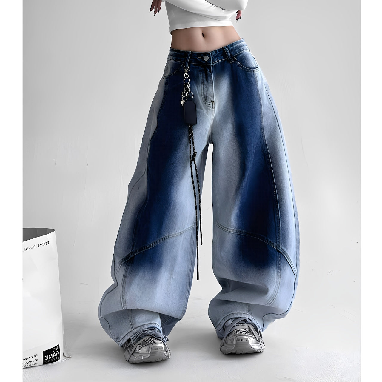 Wide leg gradient denim jeans D0192