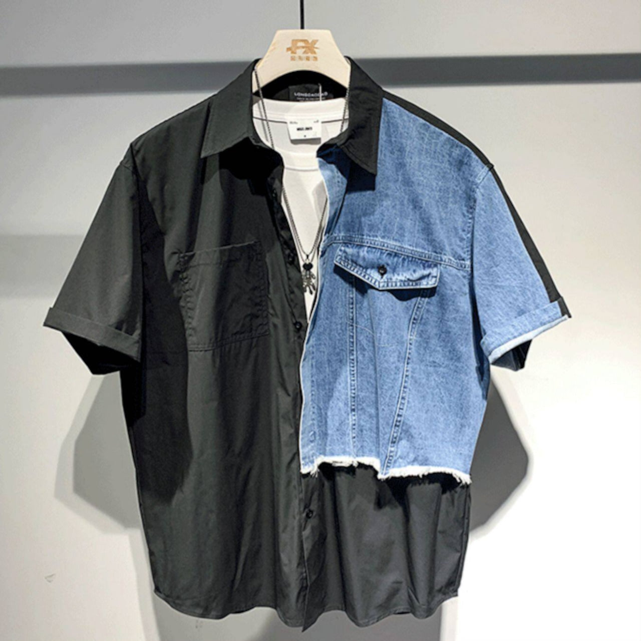 Denim docking short sleeve shirt D0200