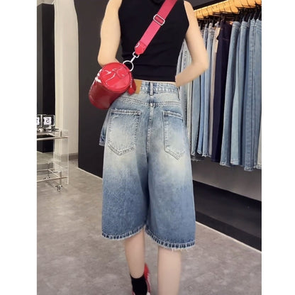 Half denim pants D0185