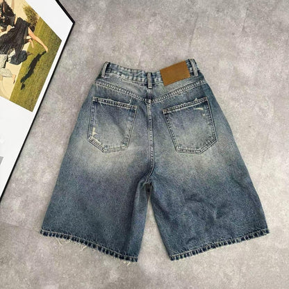Half denim pants D0185