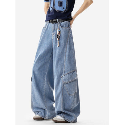 Cargo wide leg denim jeans D0189