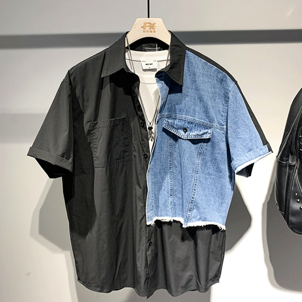 Denim docking short sleeve shirt D0200