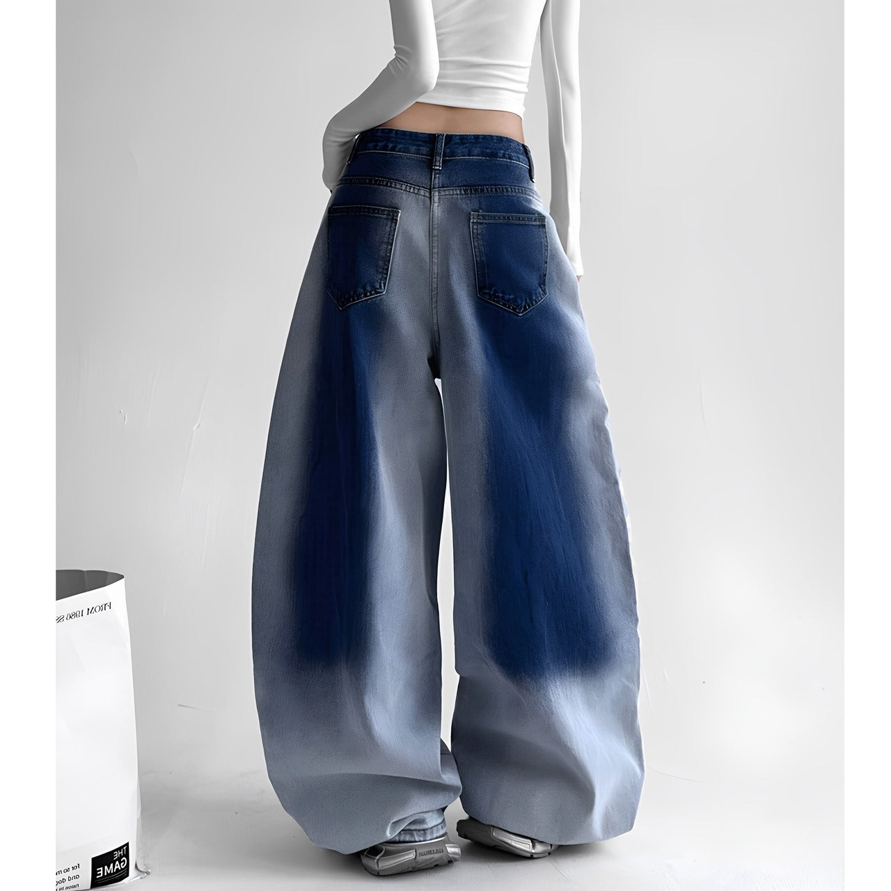 Wide leg gradient denim jeans D0192