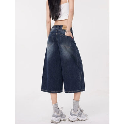 Wide leg denim capris D0196