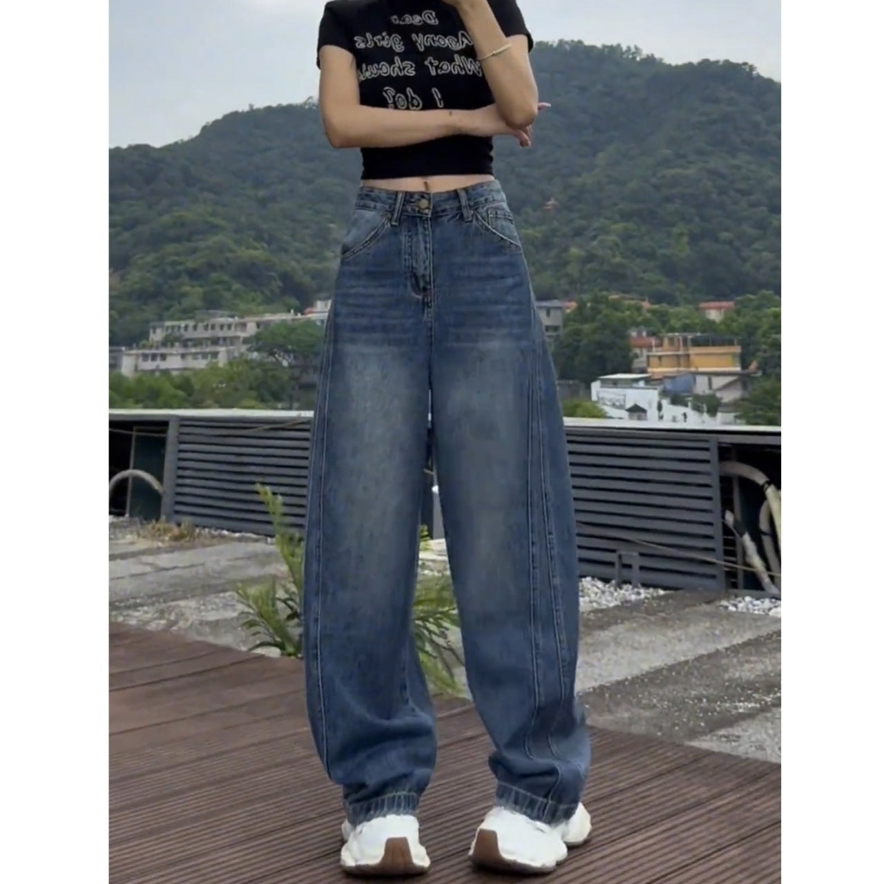 Loose straight denim jeans D0183