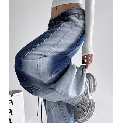 Wide leg gradient denim jeans D0192