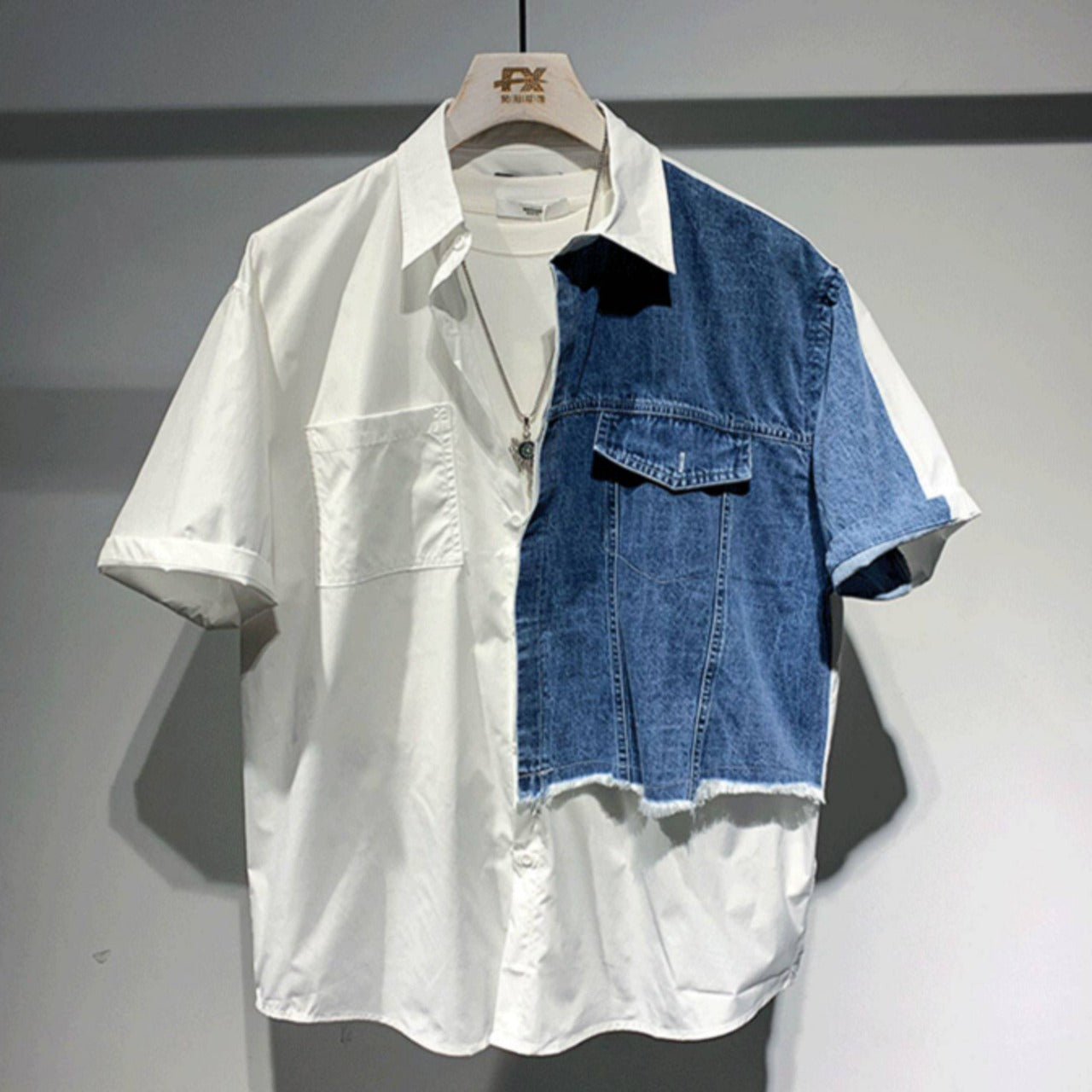 Denim docking short sleeve shirt D0200