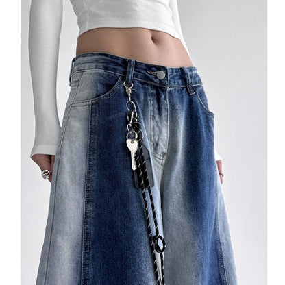 Wide leg gradient denim jeans D0192