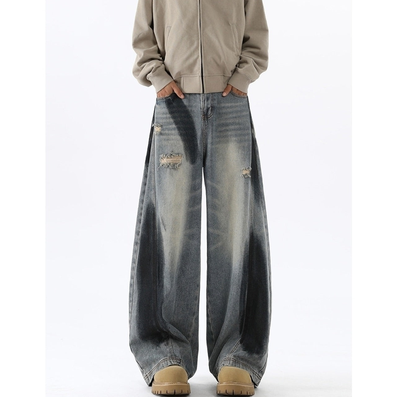Paint design curve denim jeans D0191