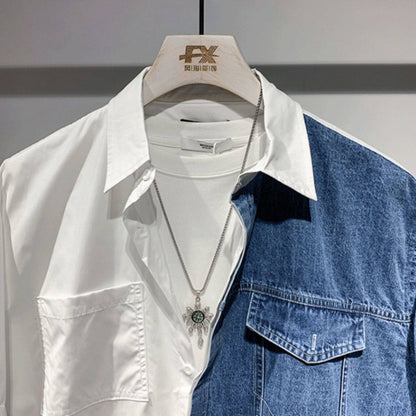 Denim docking short sleeve shirt D0200