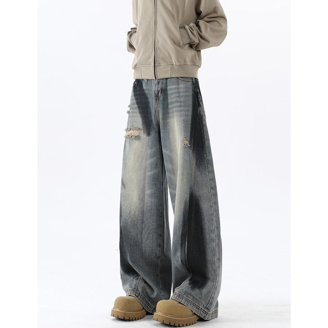 Paint design curve denim jeans D0191