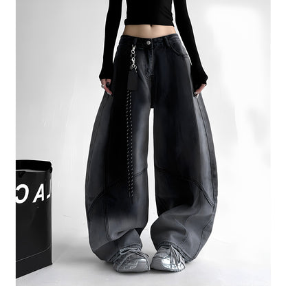 Wide leg gradient denim jeans D0192