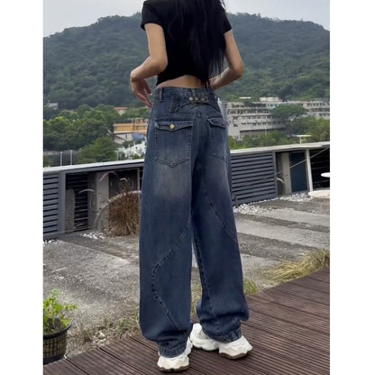 Loose straight denim jeans D0183