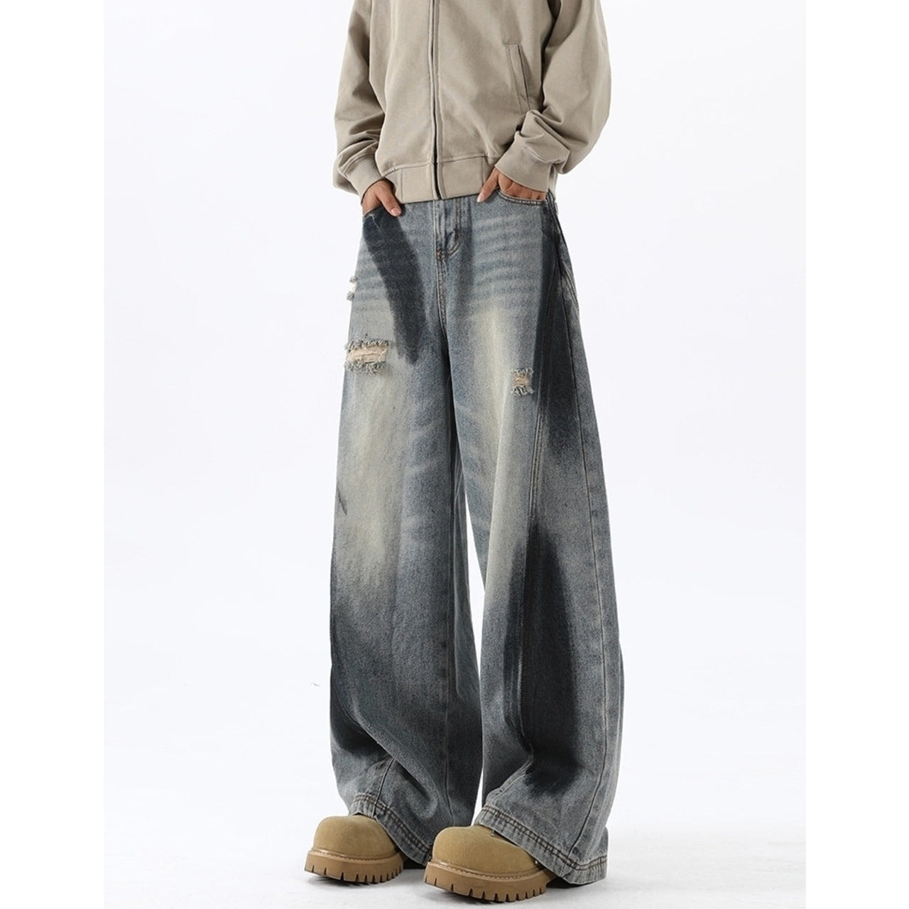 Paint design curve denim jeans D0191