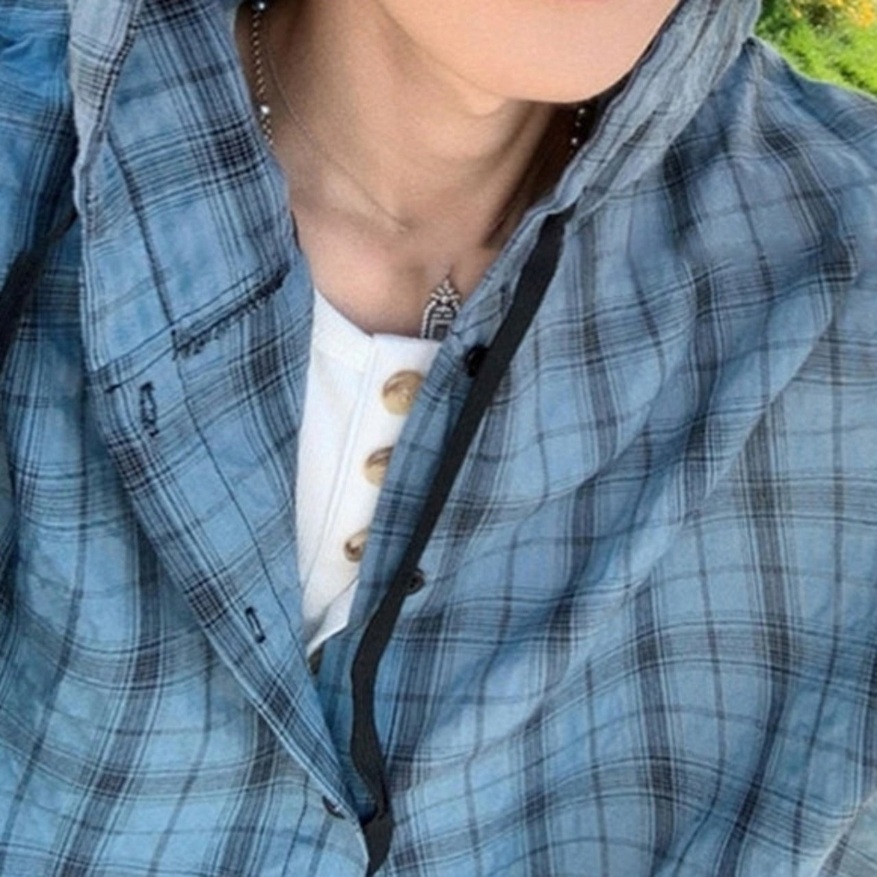 Hooded checked shirt D0199