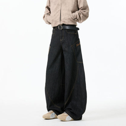 Plaid big pocket denim jeans D0188