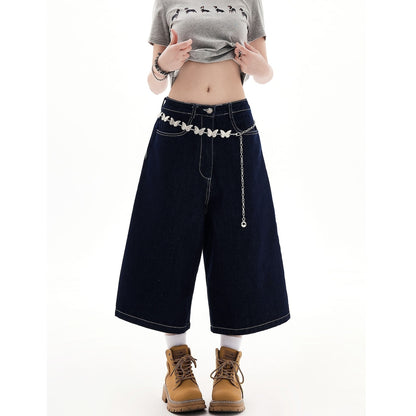 Wide leg denim capris D0195