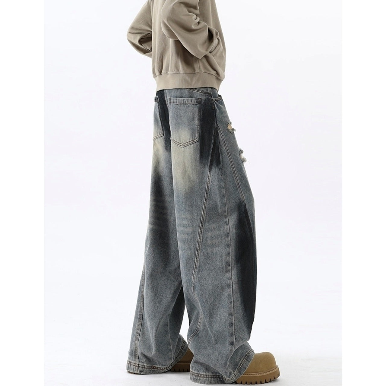 Paint design curve denim jeans D0191