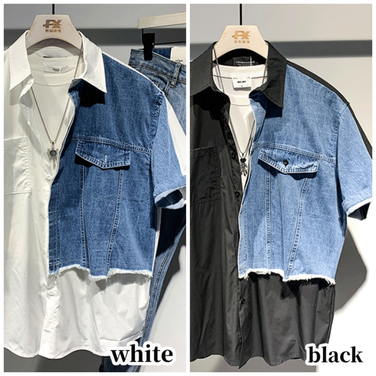 Denim docking short sleeve shirt D0200