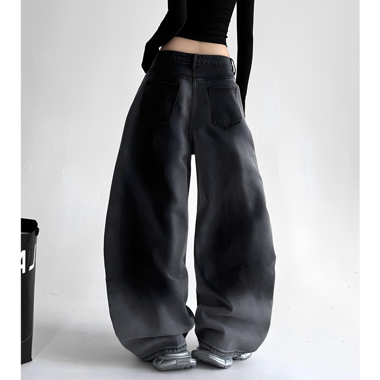 Wide leg gradient denim jeans D0192