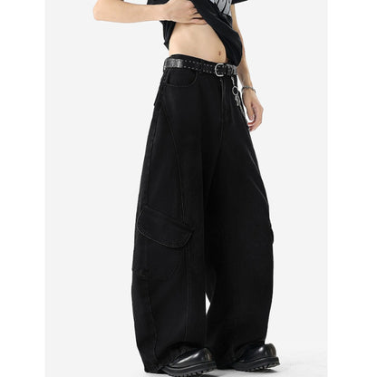 Cargo wide leg denim jeans D0189