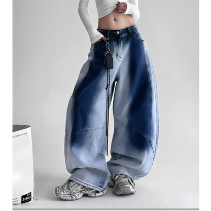 Wide leg gradient denim jeans D0192