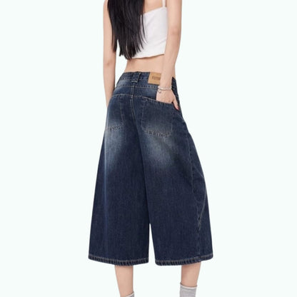 Wide leg denim capris D0196