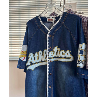 Baseball style denim shirt D0201