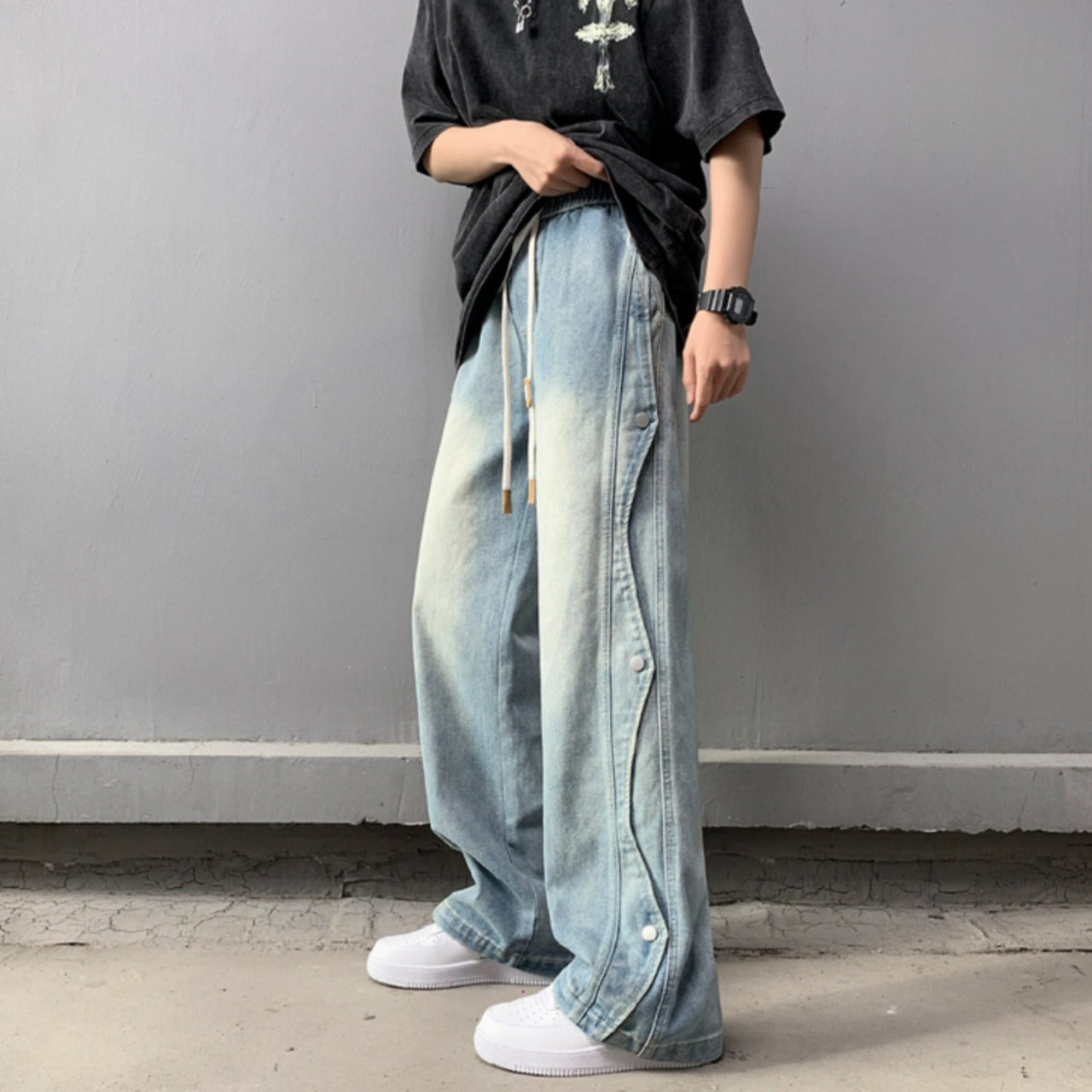 Loose straight denim jeans D0209