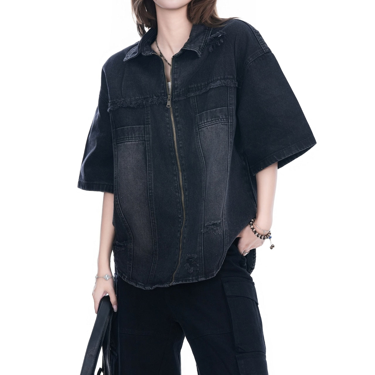 Half sleeve denim jacket D0205
