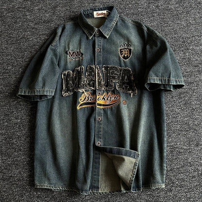 American casual style denim embroidery shirt D0204