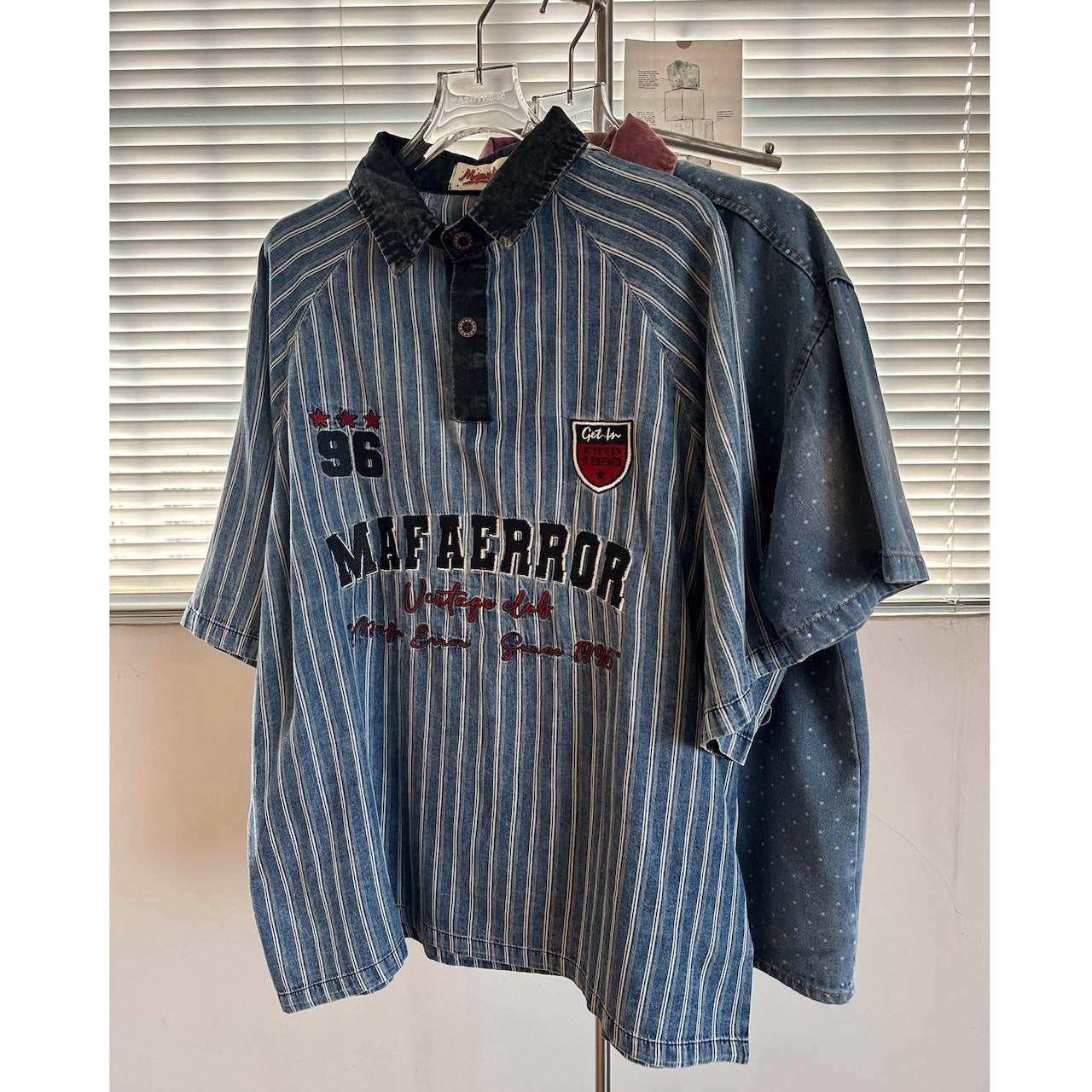 Retro denim striped shirt D0202