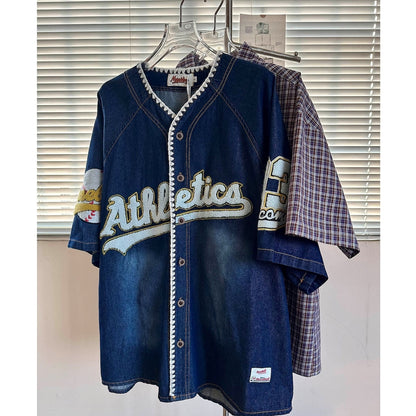 Baseball style denim shirt D0201