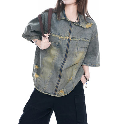 Half sleeve denim jacket D0205