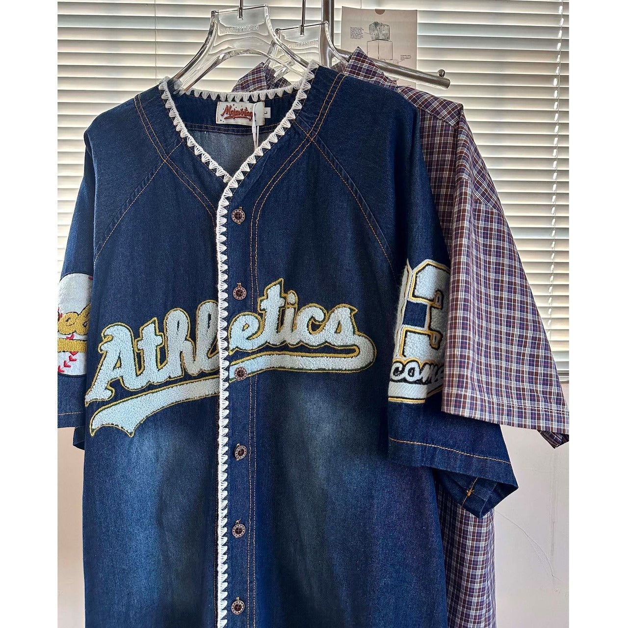 Baseball style denim shirt D0201