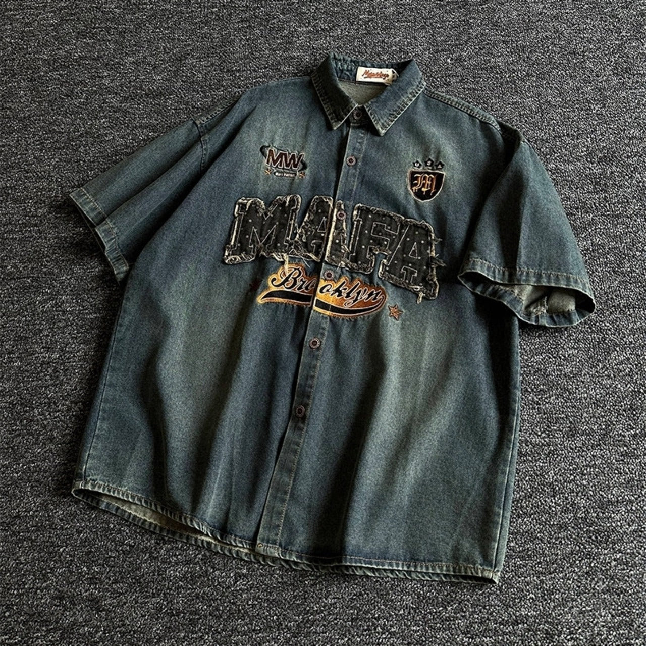 American casual style denim embroidery shirt D0204