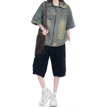 Half sleeve denim jacket D0205