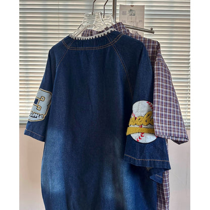 Baseball style denim shirt D0201