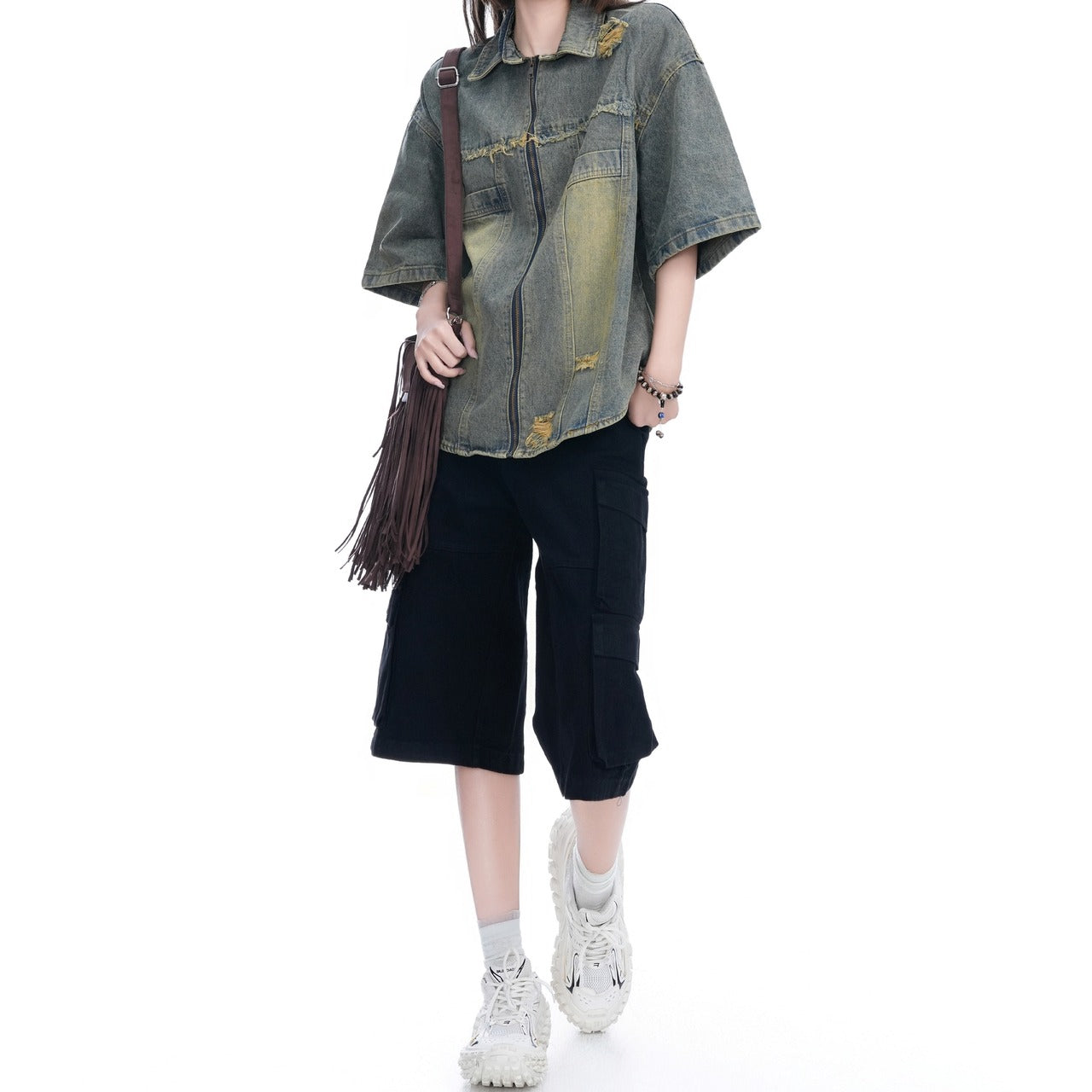 Half sleeve denim jacket D0205