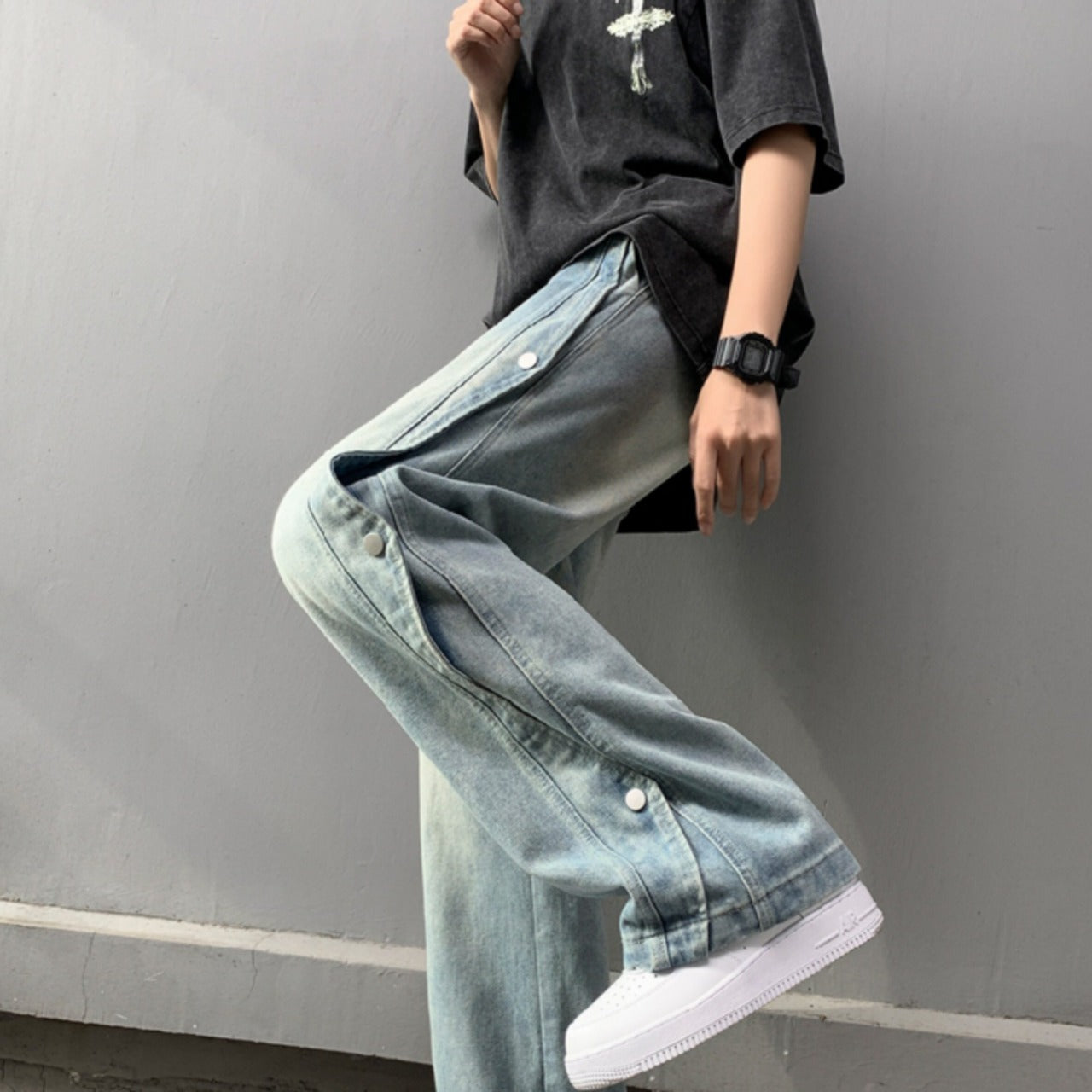 Loose straight denim jeans D0209