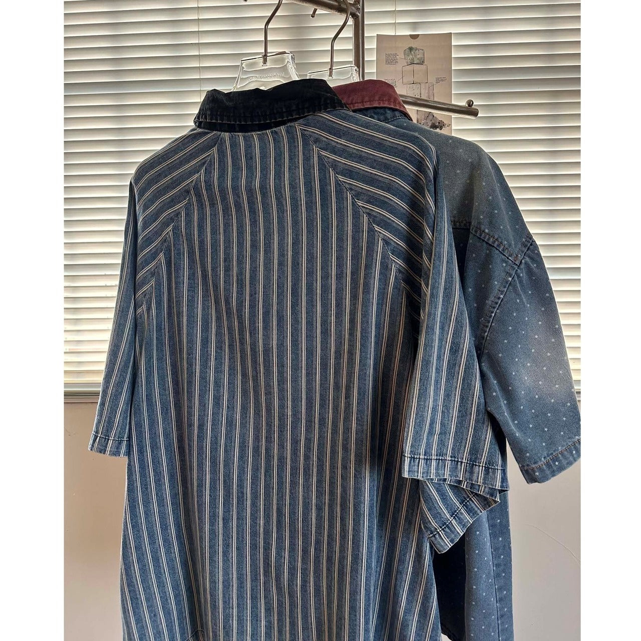 Retro denim striped shirt D0202