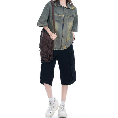 Half sleeve denim jacket D0205