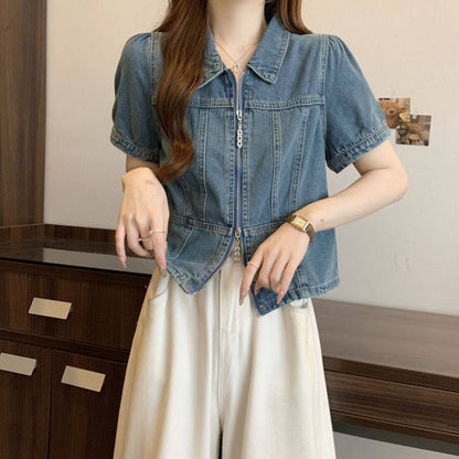 Short sleeve denim jacket D0206
