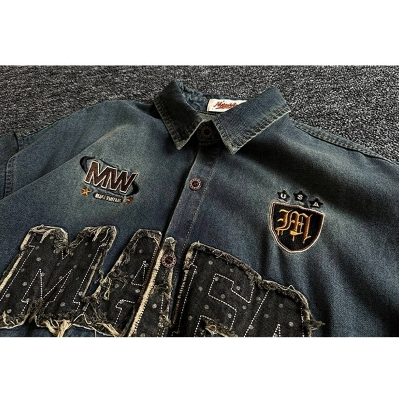 American casual style denim embroidery shirt D0204