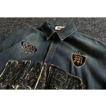 American casual style denim embroidery shirt D0204