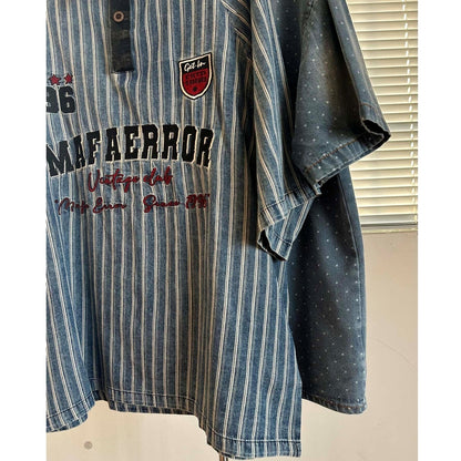 Retro denim striped shirt D0202