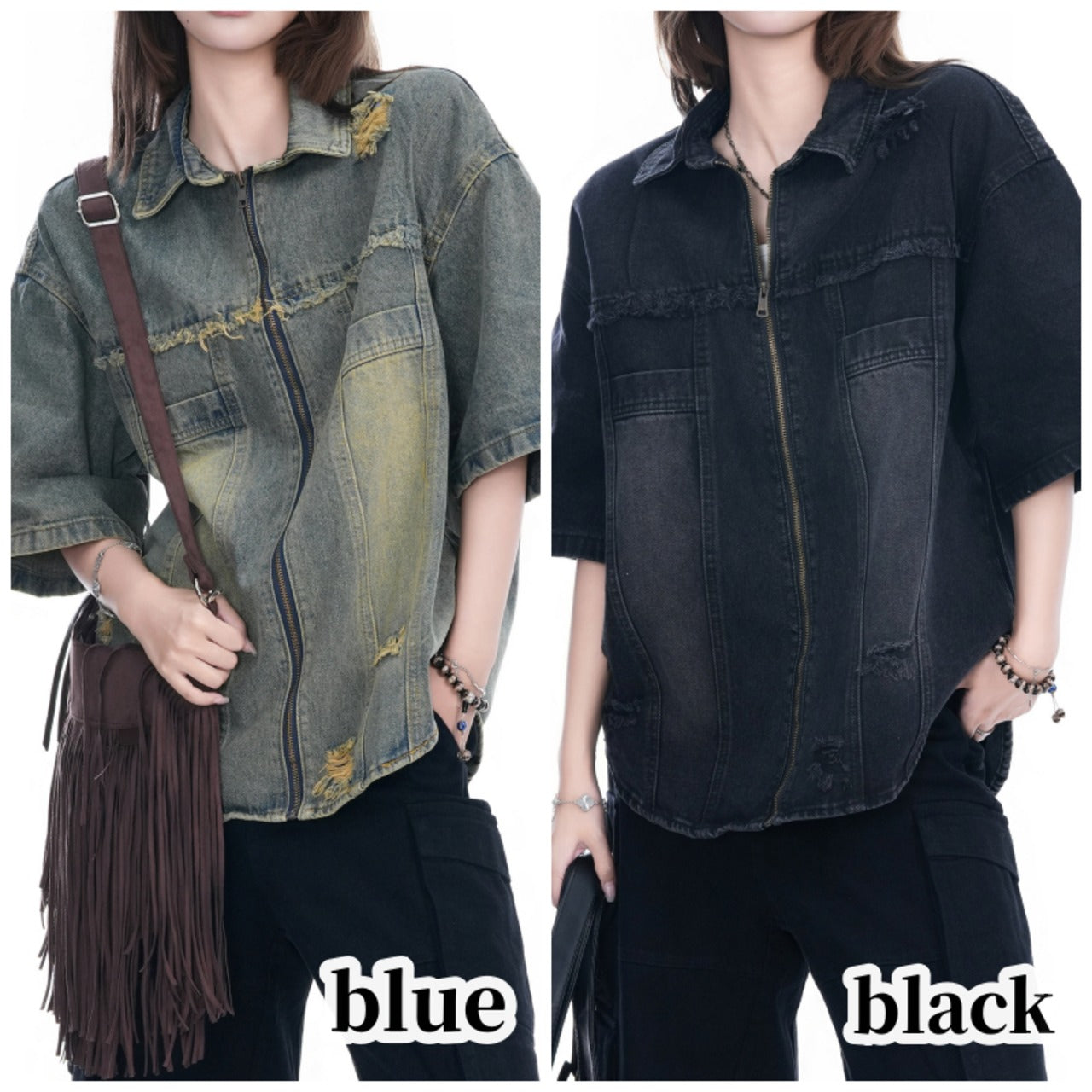 Half sleeve denim jacket D0205