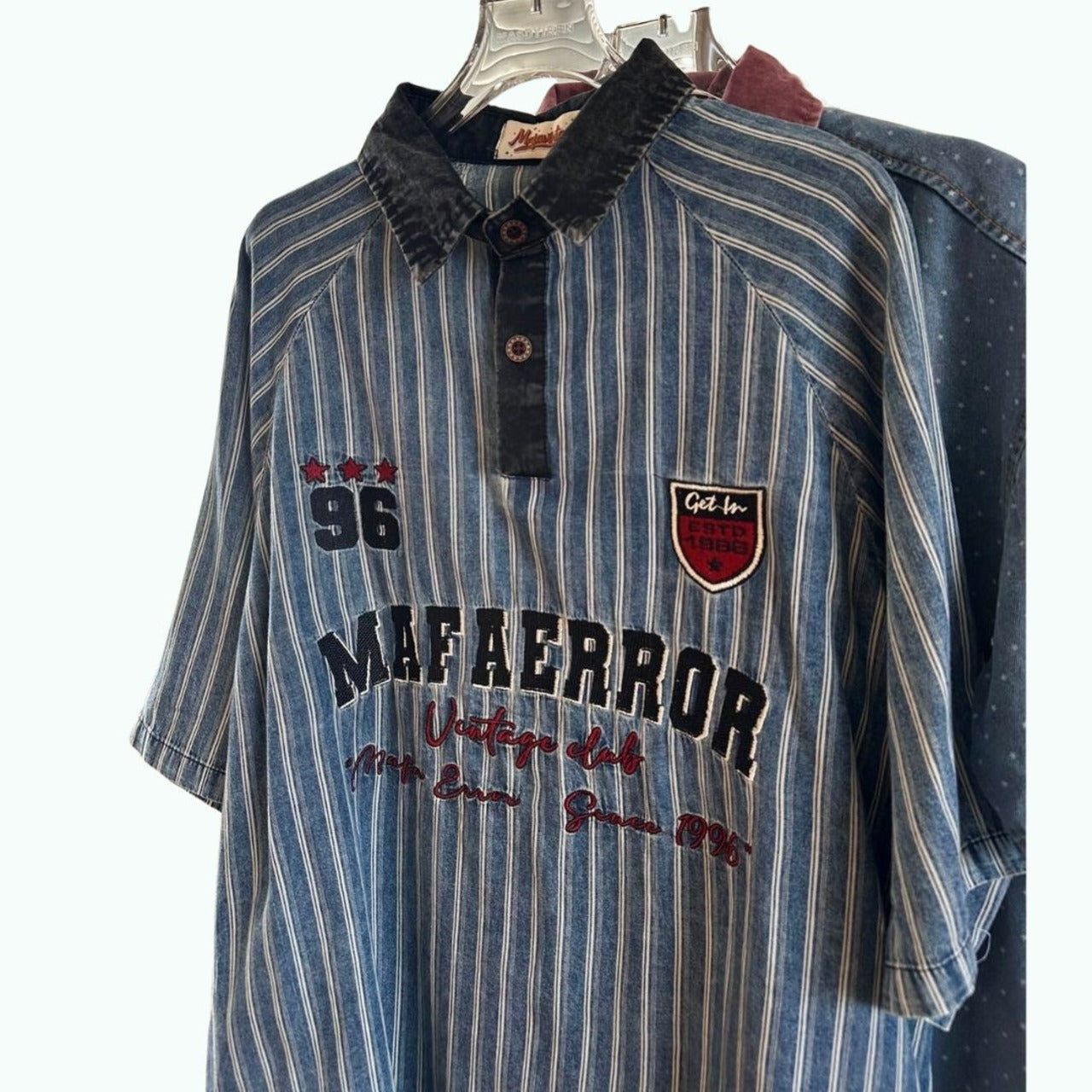Retro denim striped shirt D0202