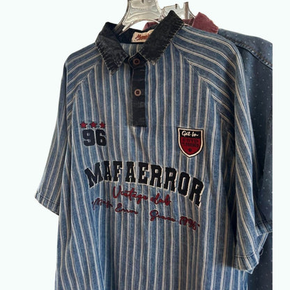 Retro denim striped shirt D0202