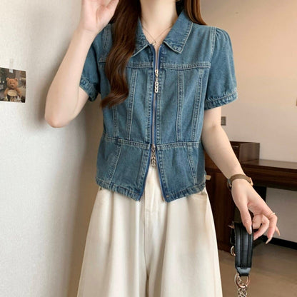 Short sleeve denim jacket D0206